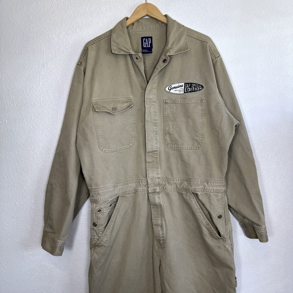 Vintage Gap Special Edition Coveralls Mens Large Khaki Mechanics Jumpsuit Garage